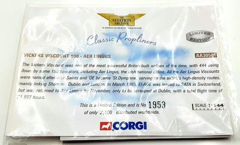 Corgi 1/144 AA30501 - Vickers Viscount 800 Aer Lingus Airlines