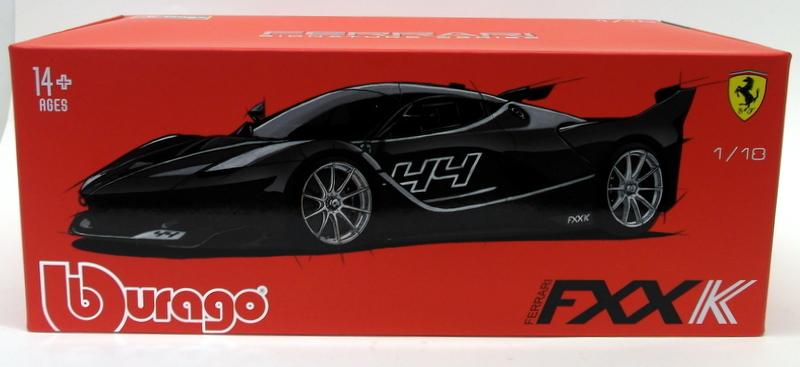 Burago 1/18 Scale Diecast - 18-16907B Ferrari FXX K Black Yellow Model Supercar