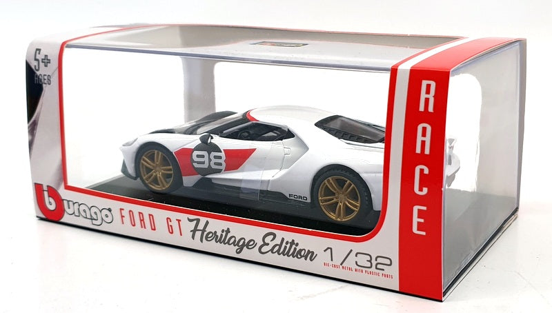 Burago 1/32 Scale Diecast #18 41165 - 2021 Ford GT #98 - White/Black