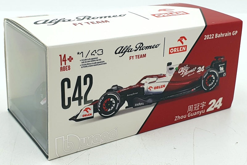 Burago 1/43 Scale 18-38068Z - F1 Alfa Romeo Orlen C42 2022 Zhou Guanyu #24