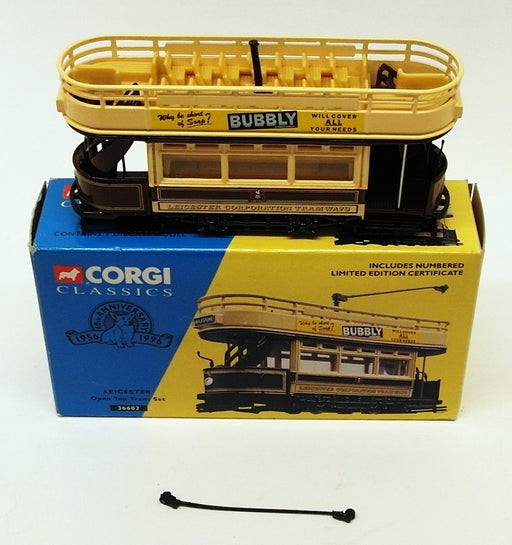 Corgi Appx 10cm Long Diecast 36602 - Leicester Open Top Tram