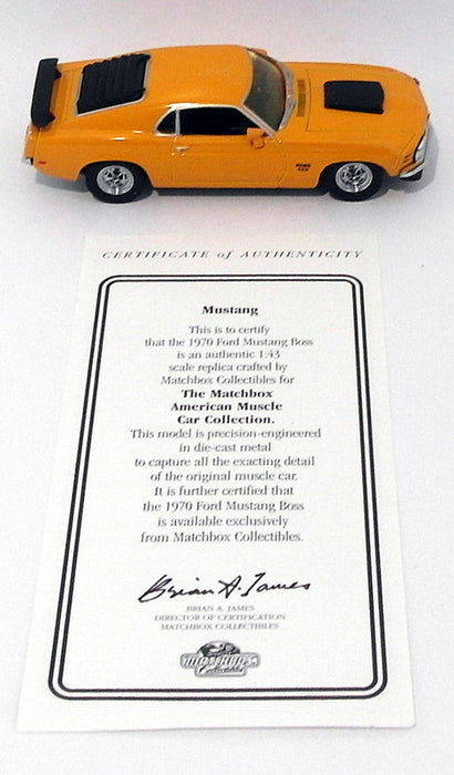 Matchbox 1/43 Scale Metal Model YMC05-M - 1970 Ford Mustang Boss - Orange