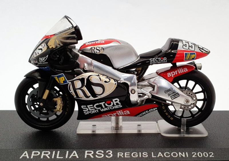 Ixo Models 1/24 Scale IB11 - Aprilia RS3 - #55 Regis Laconi 2002 - Black/Silver