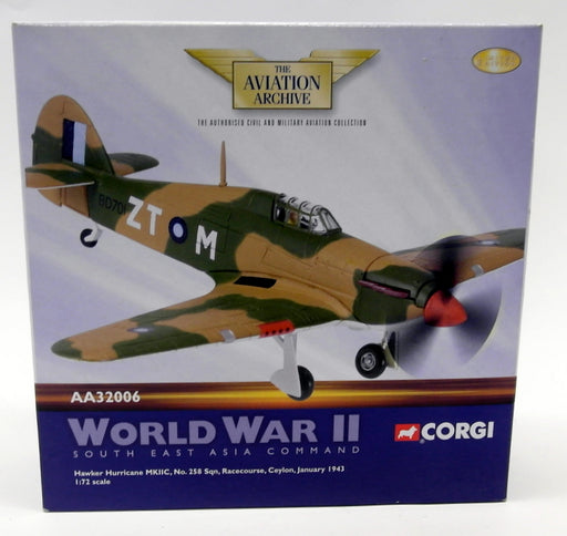 Corgi 1/72 Scale Diecast AA32006 Hawker Hurricane MKIIC 258 Sqn Ceylon 1943