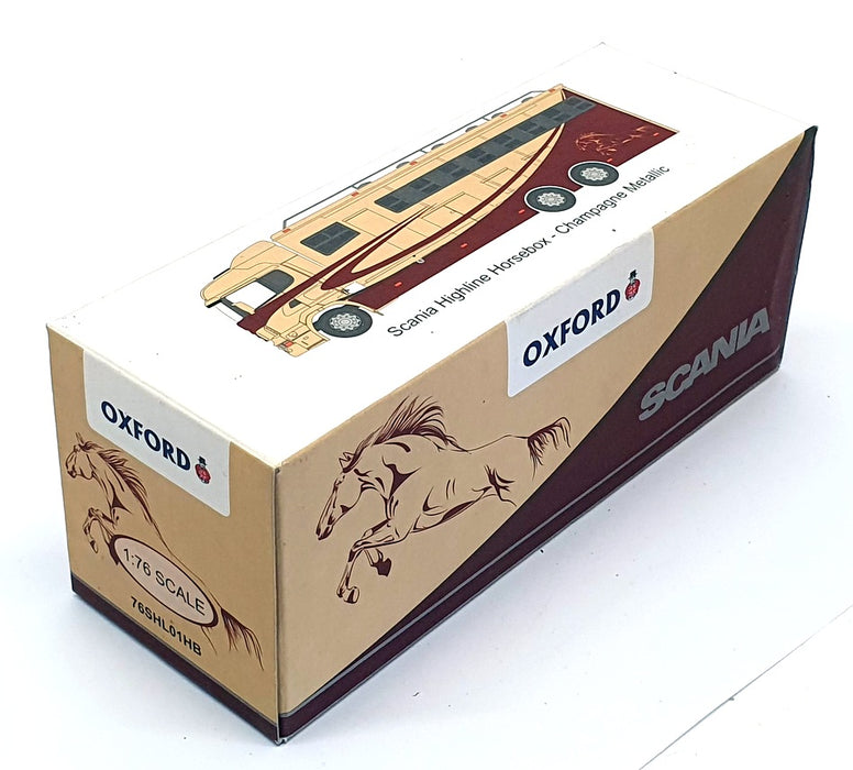 Oxford 1/76 Scale 76SHL01HB - Scania Highline Horsebox - Met Champagne