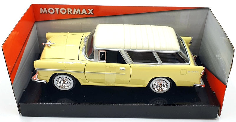 MotorMax 1/24 Scale Metal Model 73248 - 1955 Chevrolet Bel Air Nomad - Yellow
