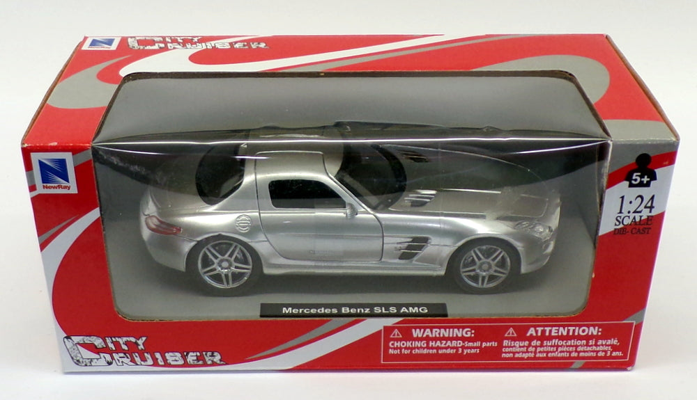 NewRay 1/24 Scale Model Car 71193 - Mercedes Benz SLS AMG - Silver