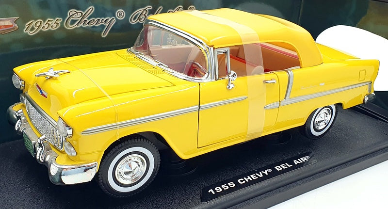 Motormax 1/18 Scale Diecast 73184TC - 1955 Chevy Bel Air Convertible Yellow