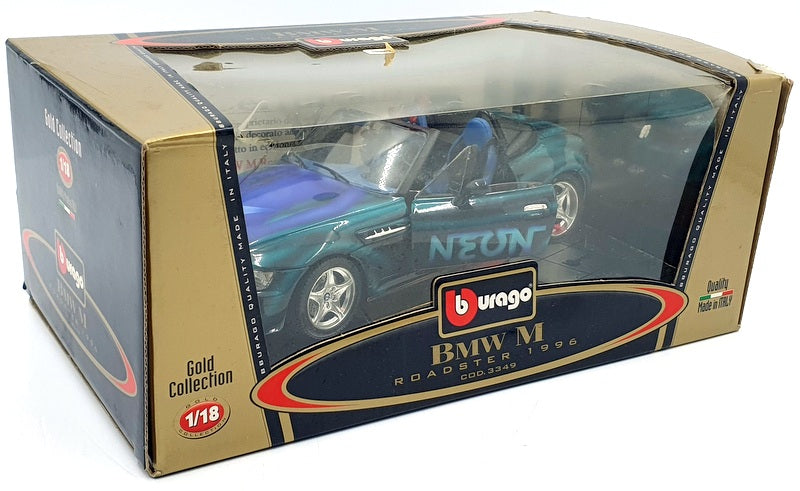 Burago 1/18 scale Diecast 3349 - BMW M Roadster Lady Neon - Blue/Green