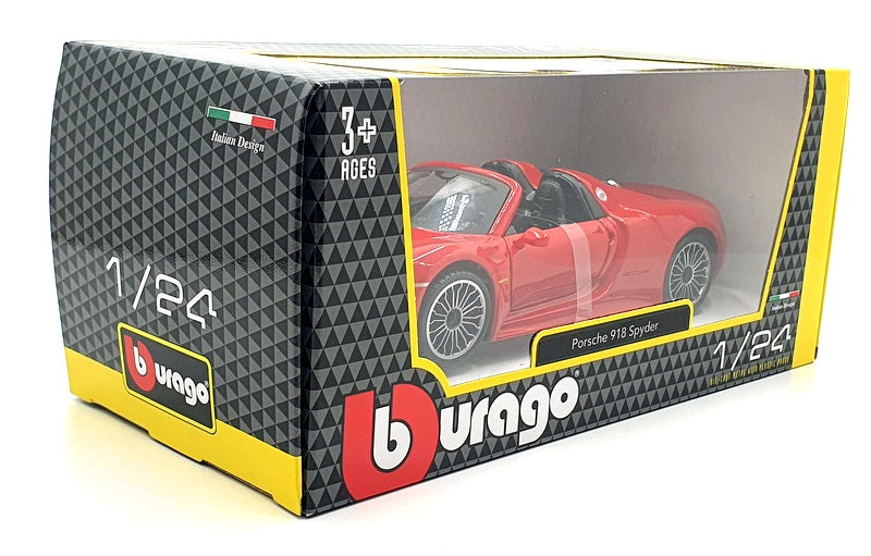 Burago 1/24 Scale Diecast #18-21076 - Porsche 918 Spyder - Red