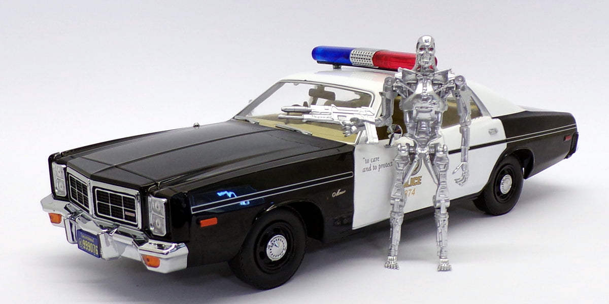 Miniature DODGE Monaco Metropolitan Police 1977 du film Terminator 1984 Version Green Metal vendue sous blister GREENLIGHT GREEN44790-CVERTE | Collect World