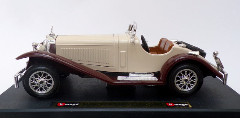 Burago 1/24 Scale Model Car 1509 - 1928 Mercedes Benz SSK - Beige/Maroon
