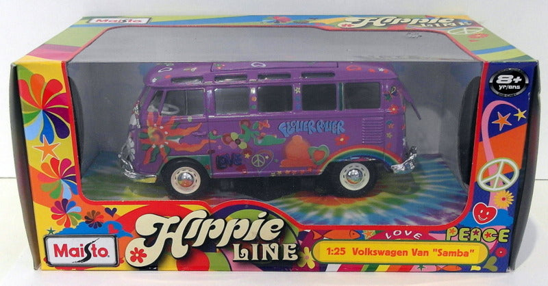 Maisto 1/25 Scale Diecast Hippie Line 32301 - Volkswagen Van Samba - Purple