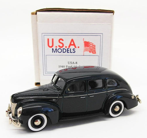 USA Models 1/43 Scale Model Car USA-8 - 1940 Ford 4Dr Sedan - Metallic Blue
