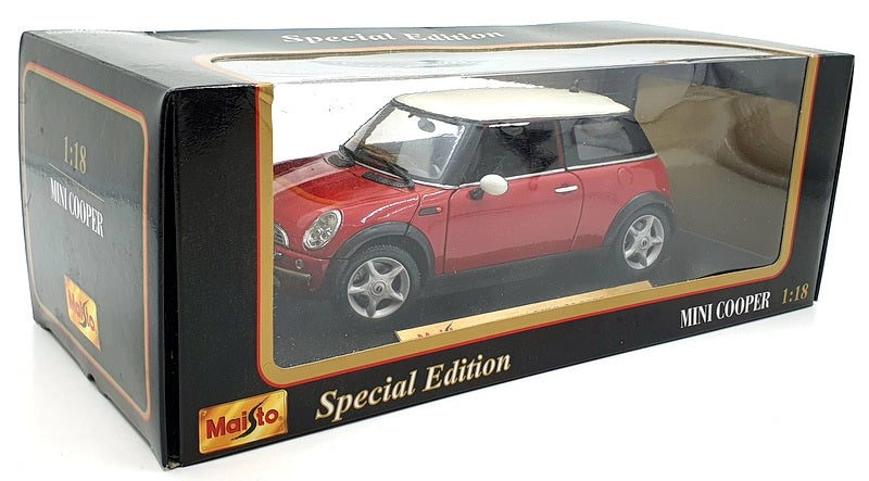 Maisto 1/18 scale Diecast 31619 - BMW Mini Cooper Red with white roof