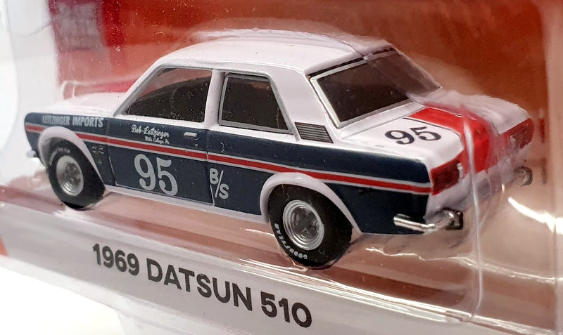 Greenlight 1/64 Scale Model Car 47020-A - 1969 Datsun 510 #95 - Blue