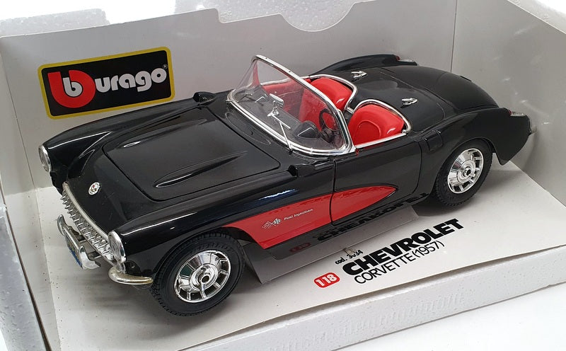Burago 1/18 Scale Model Car 3034 - 1957 Chevrolet Corvette - Black