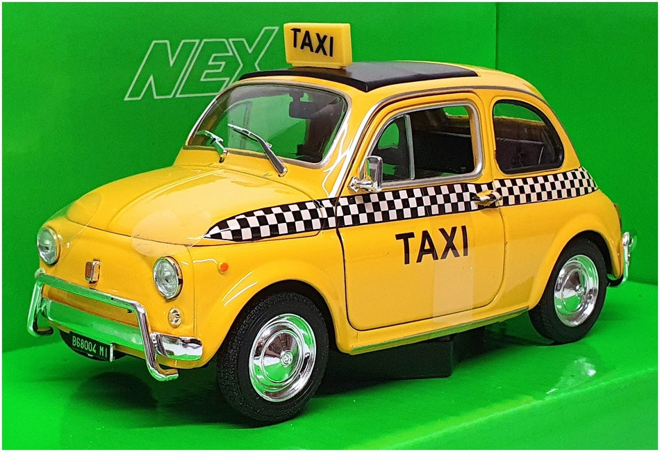Welly NEX 1/24 Scale Diecast 22515TI-W - Nuova Fiat 500 Taxi - Yellow