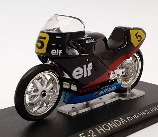 Ixo Models 1/24 Scale IB02 - ELF-2 Honda Motorcycle - #5 Ron Haslam 1985 - Black