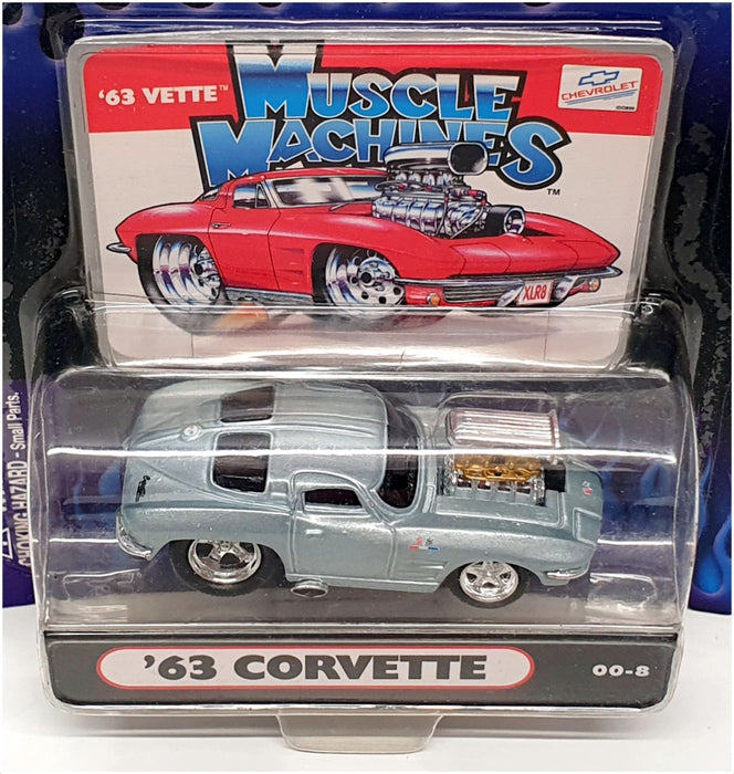 Muscle Machines 1/64 Scale 00-8 - 1963 Chevrolet Corvette - Silver Blue