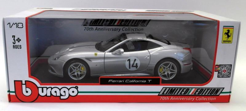 Burago 1/18 Scale Diecast 18-76103 Ferrari California T 70th Anniversary Silver