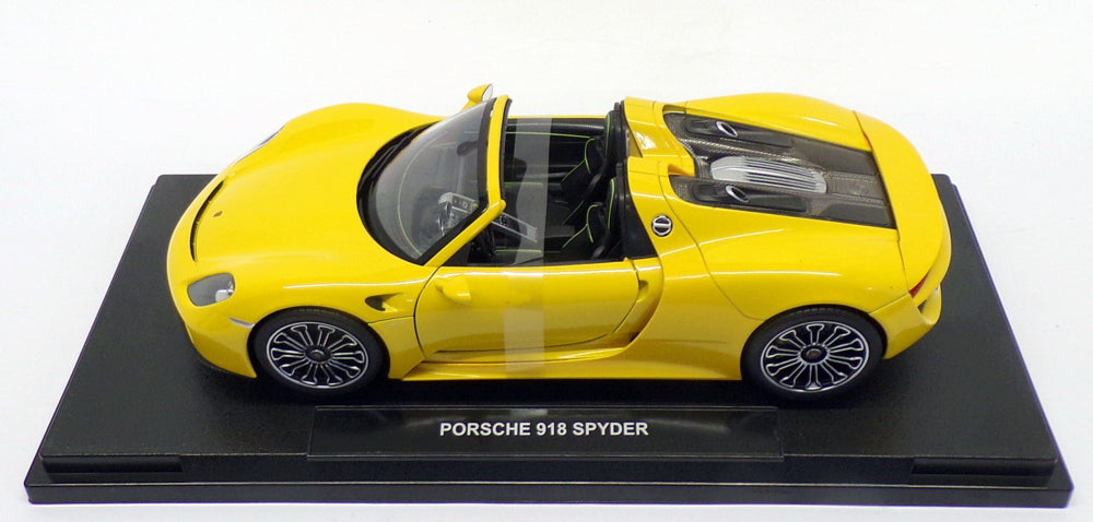 Welly 1/18 Scale Model Car 18051W - Porsche 918 Spyder - Yellow
