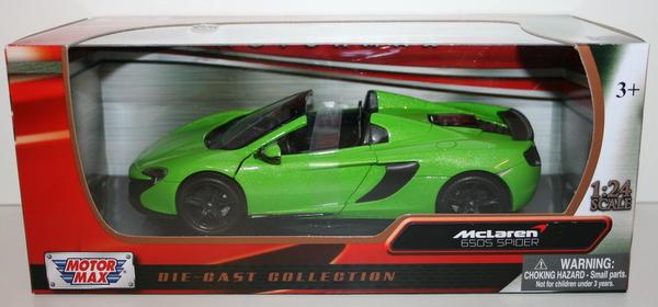 Motormax 1/24 Scale Metal Model 79326 McLaren 650s Spider - Green