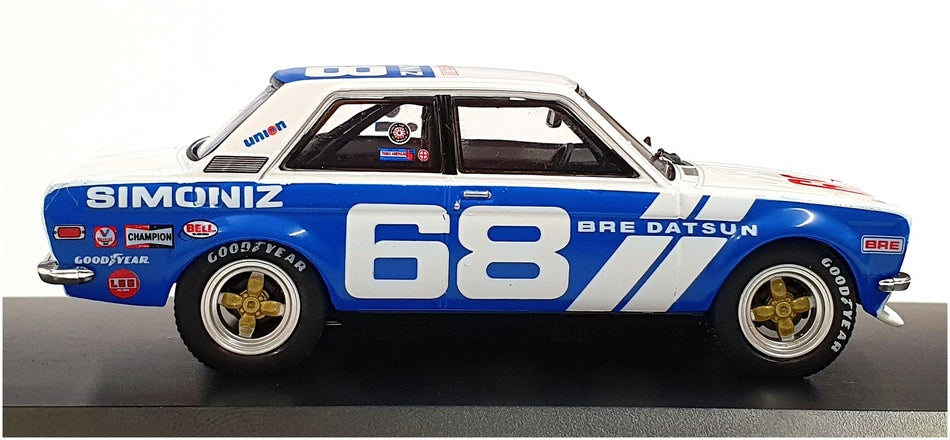 Greenlight 1/43 Scale 86346 - 1972 Bre Datsun 510 #68 Gregg - Blue/White