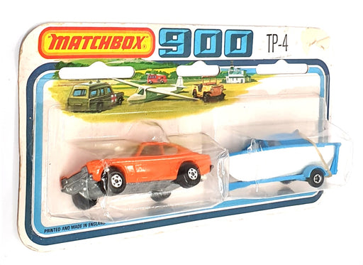 Matchbox Diecast TP-4 - Ford Capri & Boat - Orange Blue/White