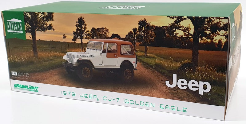 Greenlight 1/18 Scale Model Car 19065 - 1979 Jeep CJ7 Golden Eagle - White