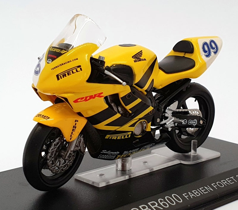 Ixo Models 1/24 Scale IB04 - Honda CBR600 - #99 Fabien Foret 2002 - Yellow