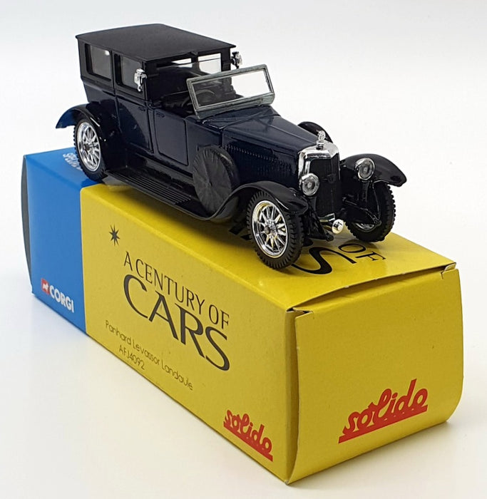 Solido A Century Of Cars 1/43 Scale AFJ4092 - 1925 Panhard Levassor - Black/Blue