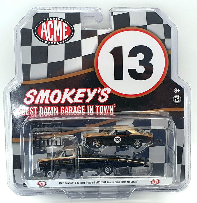 ACME 1/64 Scale 51164 - 1967 Chevrolet C30 Truck With 1967 Smokey Trans Am Camro
