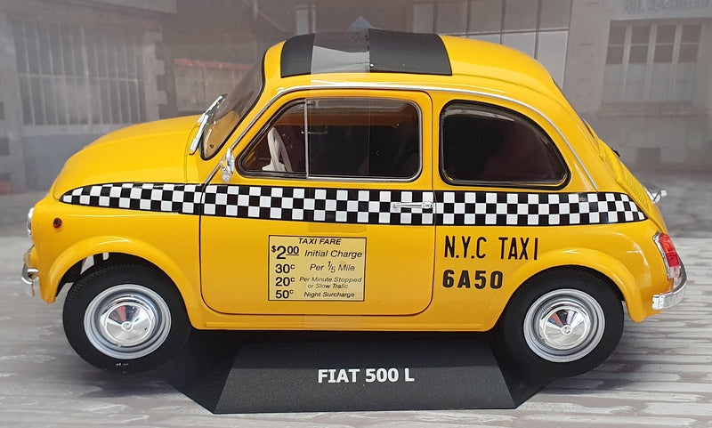 Solido 1/18 Scale Diecast S1801407 - 1965 Fiat 500 L Taxi NYC - Yellow