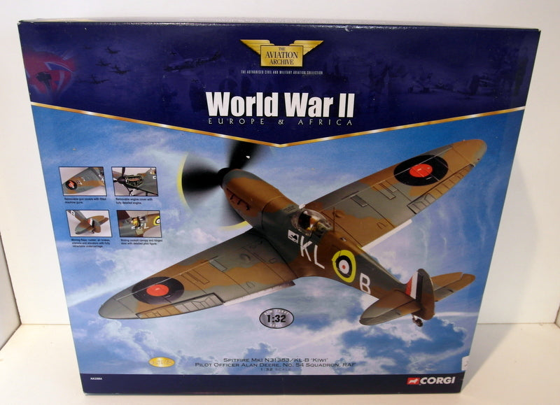 Corgi 1/32 AA33904 Spitfire Mk1 N31383/KL-B Kiwi Alan Deere RAF