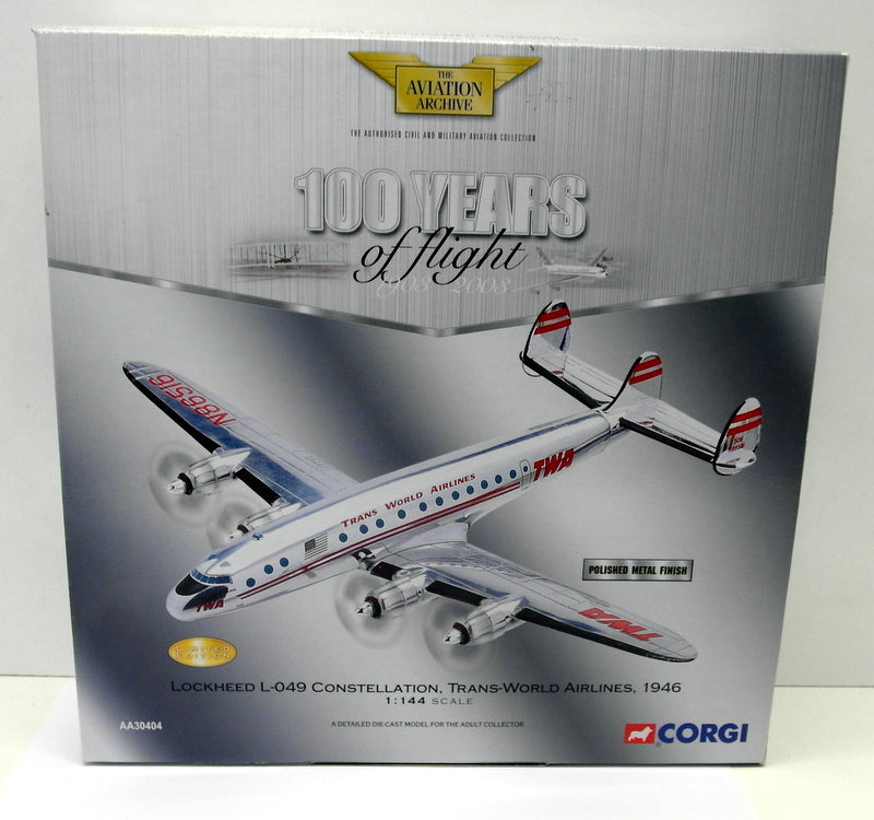 Corgi 1/144 Scale Diecast - AA30404 Lockheed L-049 Constellation Transworld 1946
