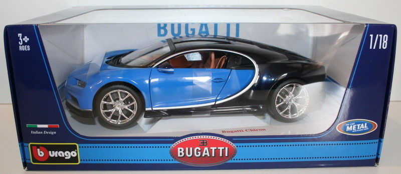 Burago 1/18 Scale 18-11040 - Bugatti Chiron - Blue & Black