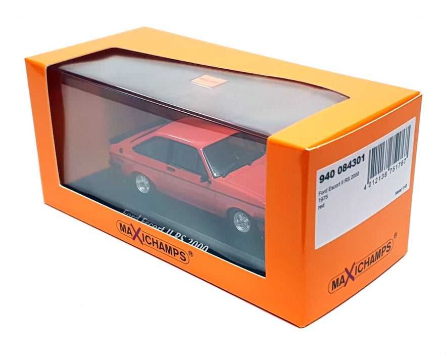 Maxichamps 1/43 Scale 940 084301 - 1975 Ford Escort II RS 2000 - Red