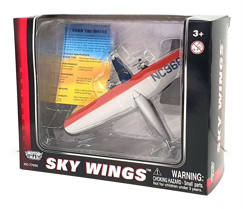 Motormax Sky Wings 1/100 Scale 77032 - Ford Tri-Motor Aircraft - US Mail