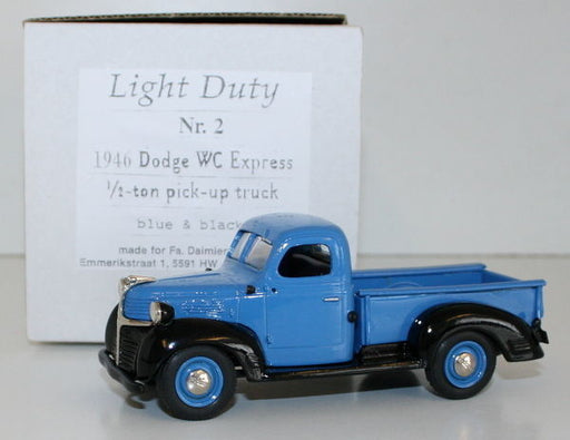 SMTS 1/43 LIGHT DUTY - 1946 DODGE WC EXPRESS 1/2 TON PICK UP TRUCK BLUE & BLACK
