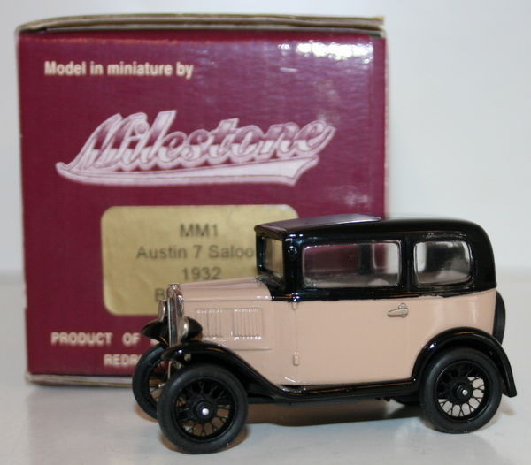 Milestone Miniatures 1/43 Scale MM1 - 1932 Austin 7 Saloon - Black / Fawn