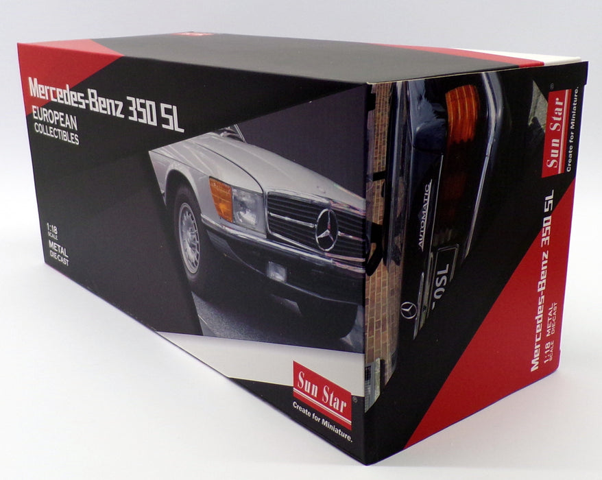 Sun Star 1/18 Scale Model Car 4666 - Mercedes Benz 350 SL - Blue Grey