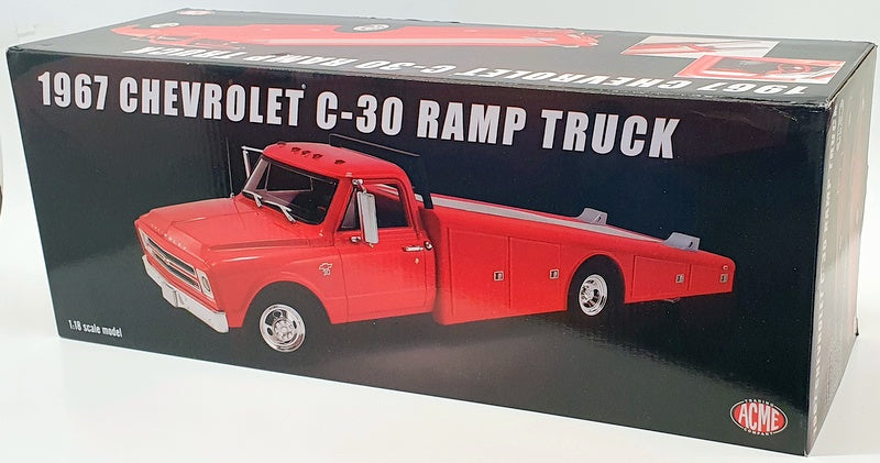 Acme 1/18 Scale Model 1801702 - 1967 Chevrolet C30 Ramp Truck - Red