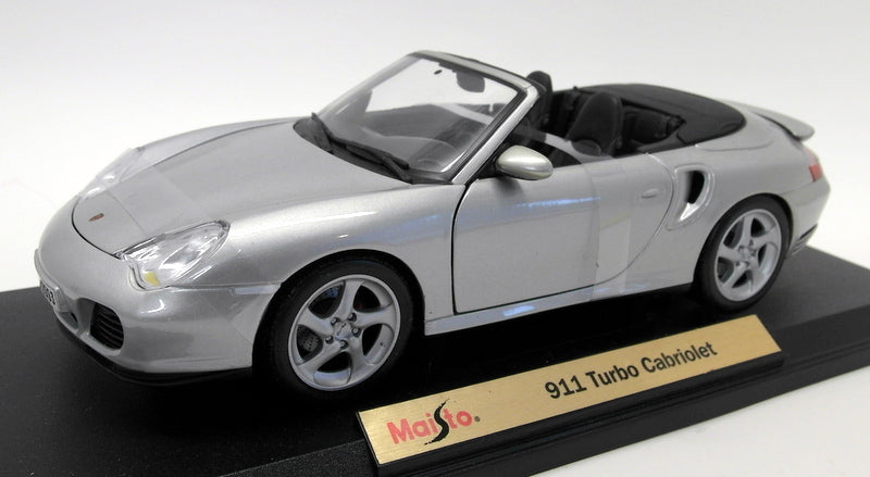 Maisto 1/18 Scale Diecast - 31660 Porsche 911 Turbo Cabriolet Silver Model Car
