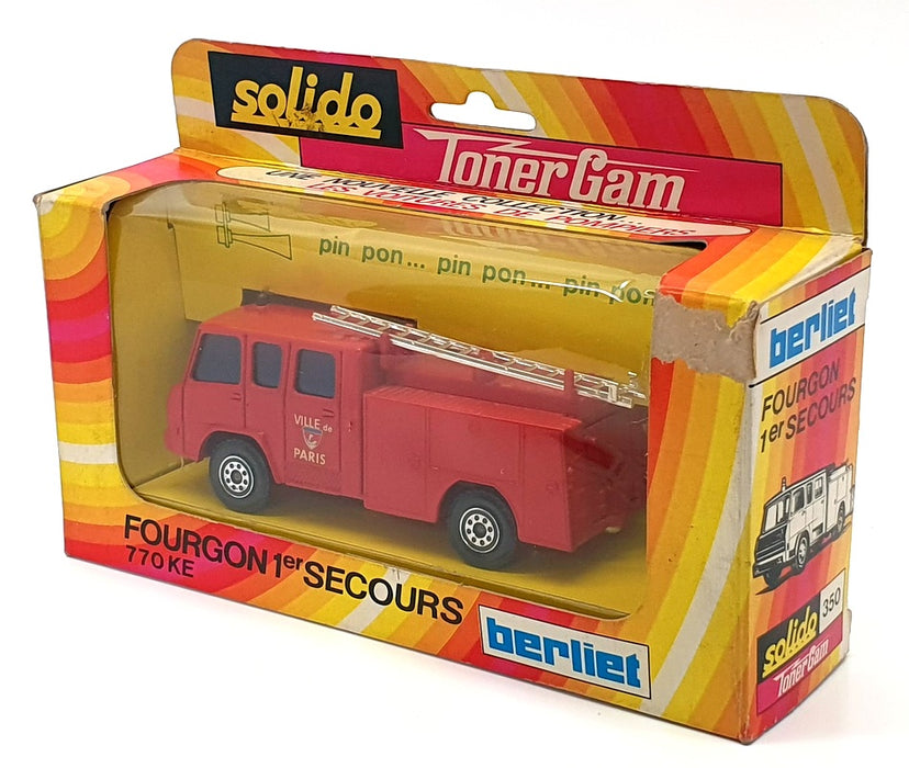 Solido Appx 11cm Long Diecast 350 - Berliet Fourgon Fire Truck - Red
