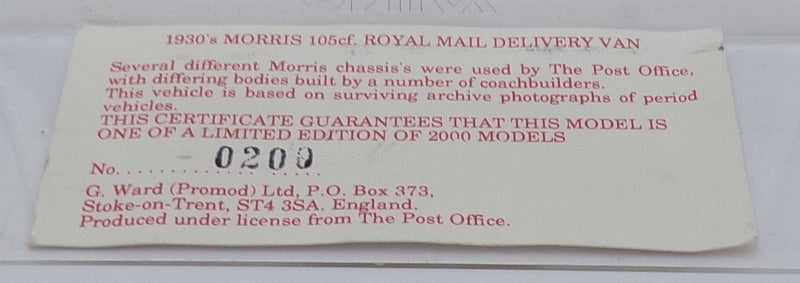 Promod 290 - 1930s Morris 105cf Delivery Van - Royal Mail