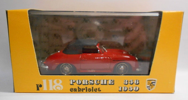 Brumm 1/43 Scale Metal Model - R118 PORSCHE 356 CABRIOLET 1950 RED