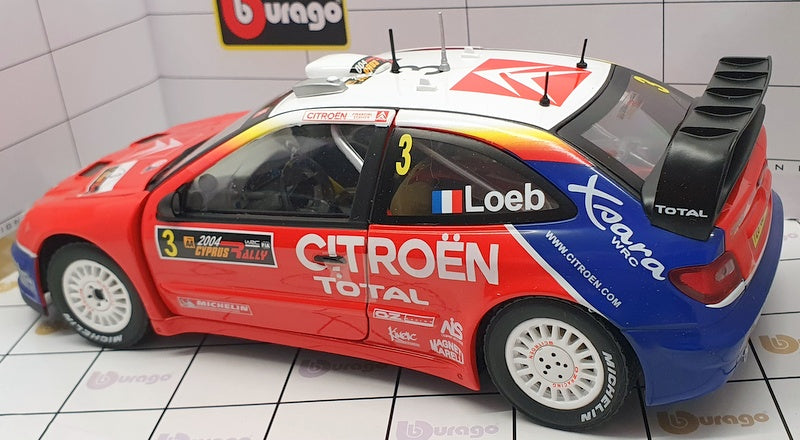 Burago 1/18 Scale Diecast 39044 - Citroen Xsara WRC #3 2004 Cyprus S.Loeb