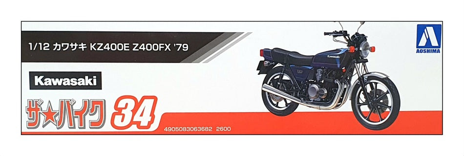 Aoshima 1/12 Scale Unbuilt Kit 063682 - 1979 Kawasaki KZ400E Z400FX  Motorbike