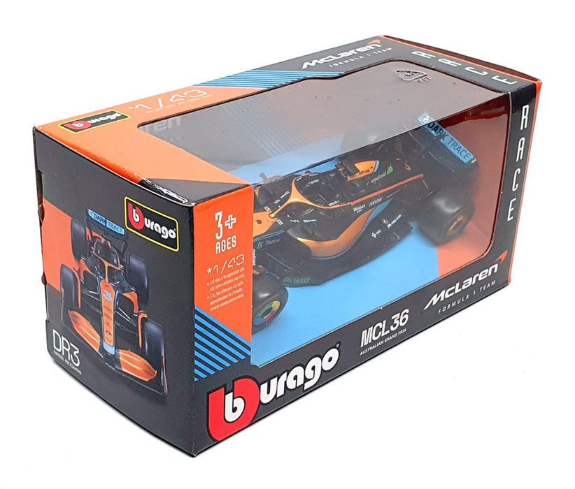 Burago 1/43 Scale 18-38063 - F1 McLaren MCL36 2022 #3 D.Ricciardo
